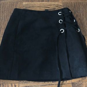Black suede mini skirt